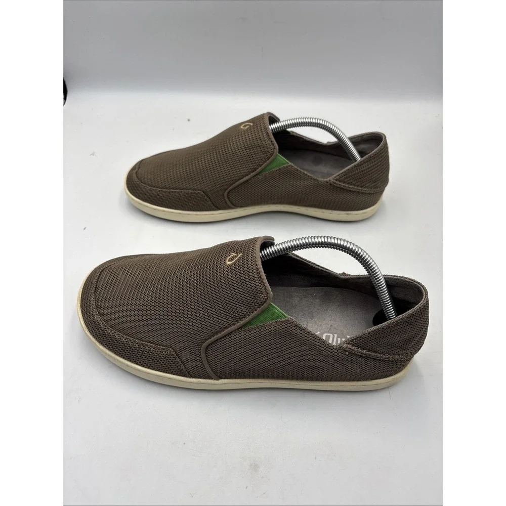 Men's OluKai Nohea Mesh Brown Boat Deck Slip On Shoes Size 9.5